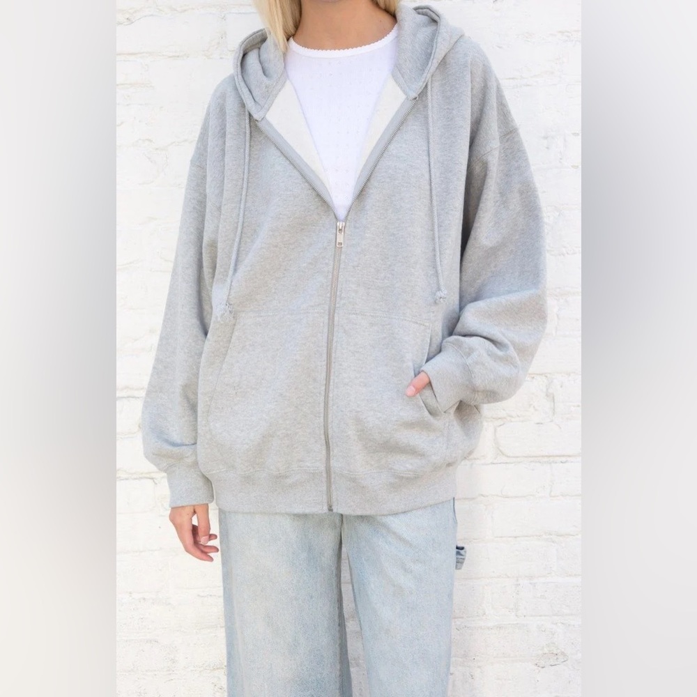BRANDY MELVILLE christy grey zip up hoodie